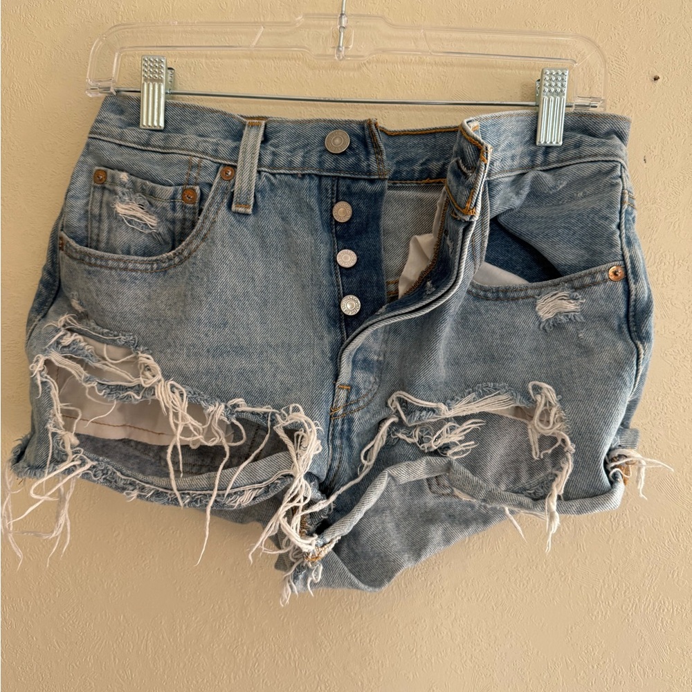Distressed Denim Shorts